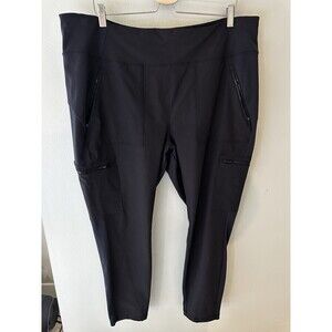 Athleta 24 Black Pants Plus Size Women’s Zipper Pockets EUC Leggings